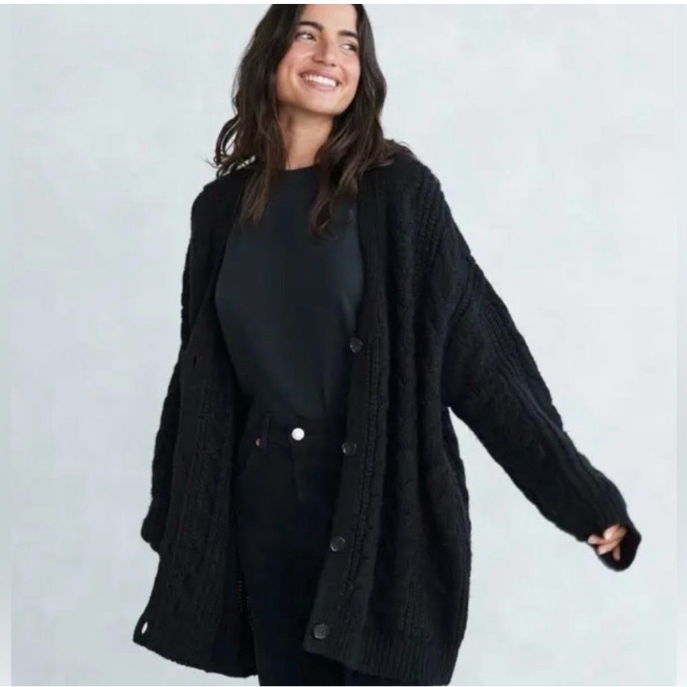 Jenni Kayne Black Cocoon Cable Cardigan